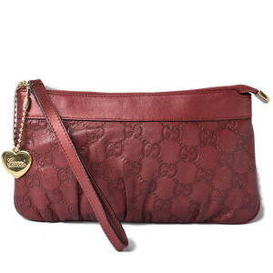 Gucci accessory pouch travel Guccissima GG Cherry Red leather